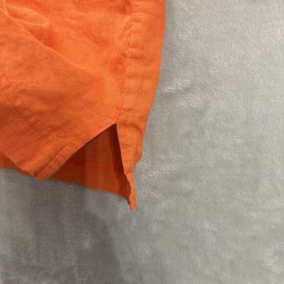 Boxy Linen Popover Shirt Collared Orange Fall Artsy USA Vtg Women’s Medium - Picture 5 of 11